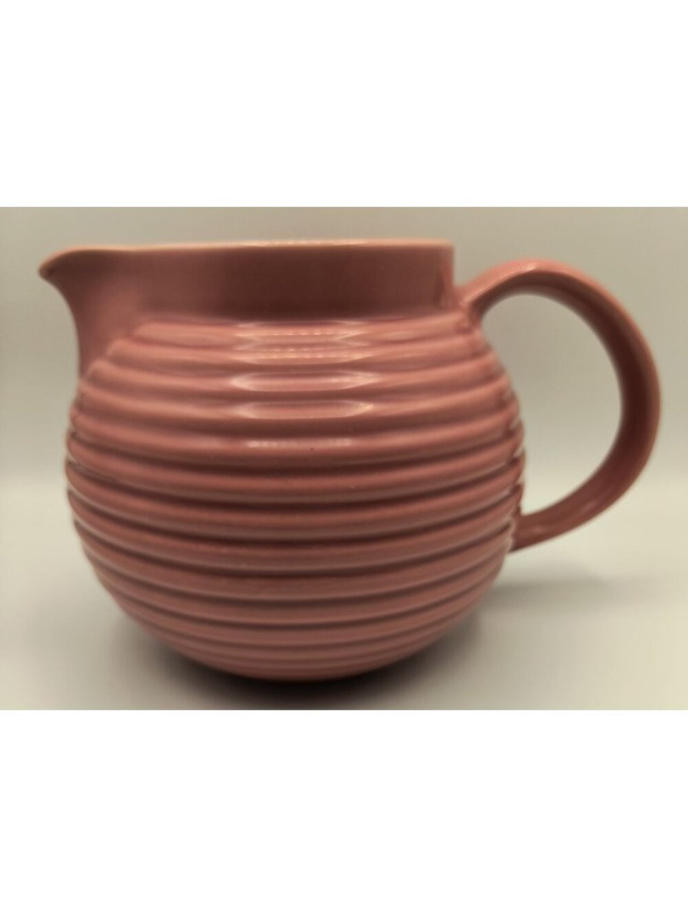 Vintage Ribbed Pink Ceramic Pitcher By Fapor Made In Portugal